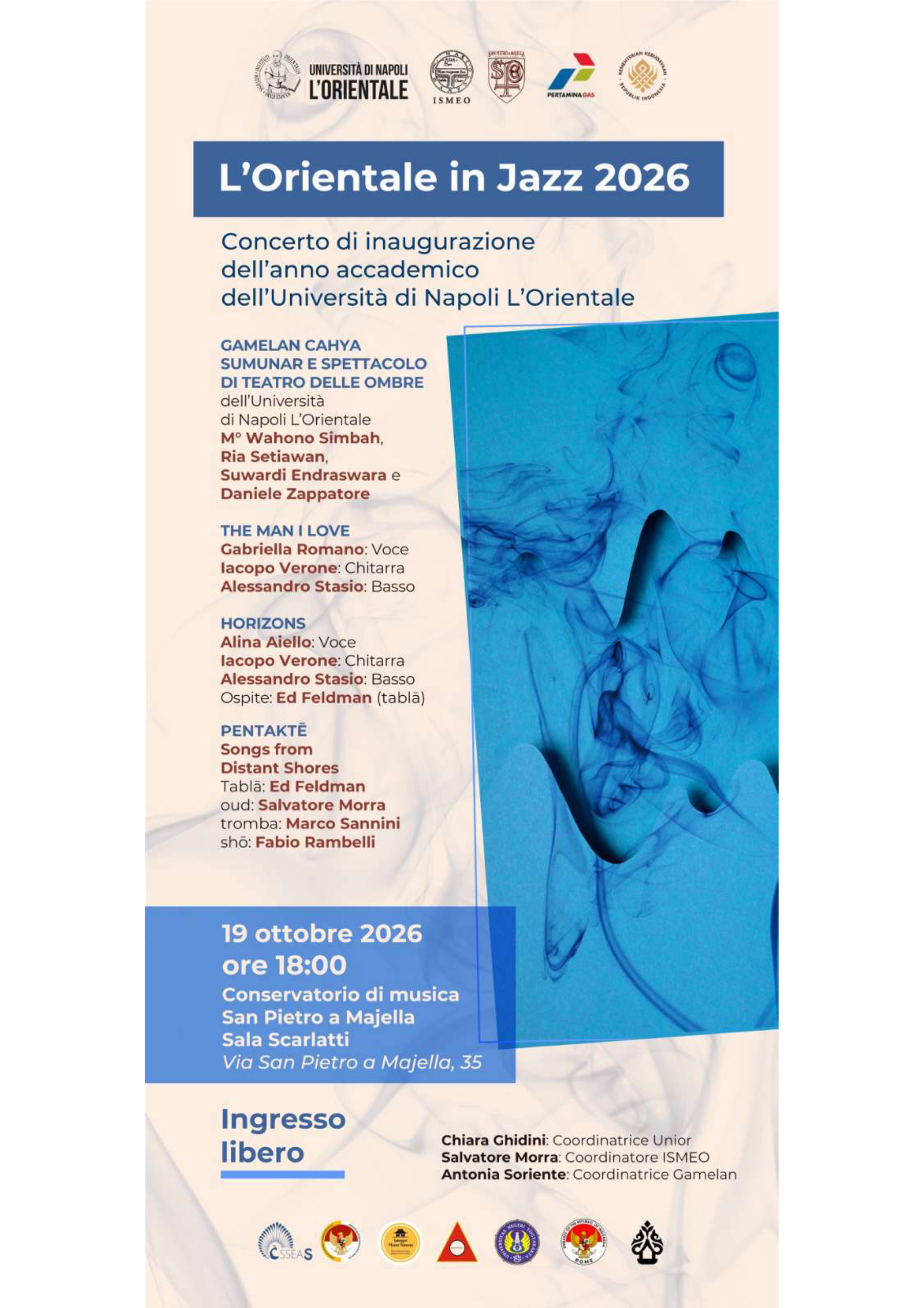 Locandina L’Orientale in Jazz 2026, 19 ottobre ore 18.00, Conservatorio San Pietro a Majella, Napoli